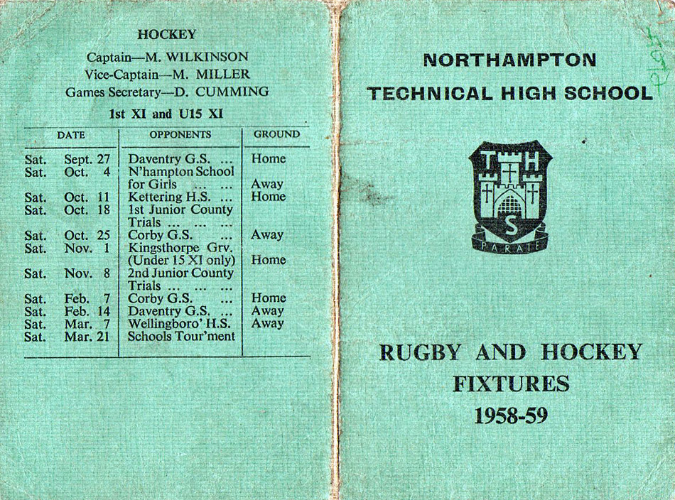 Rugger Fixtures 1958 59